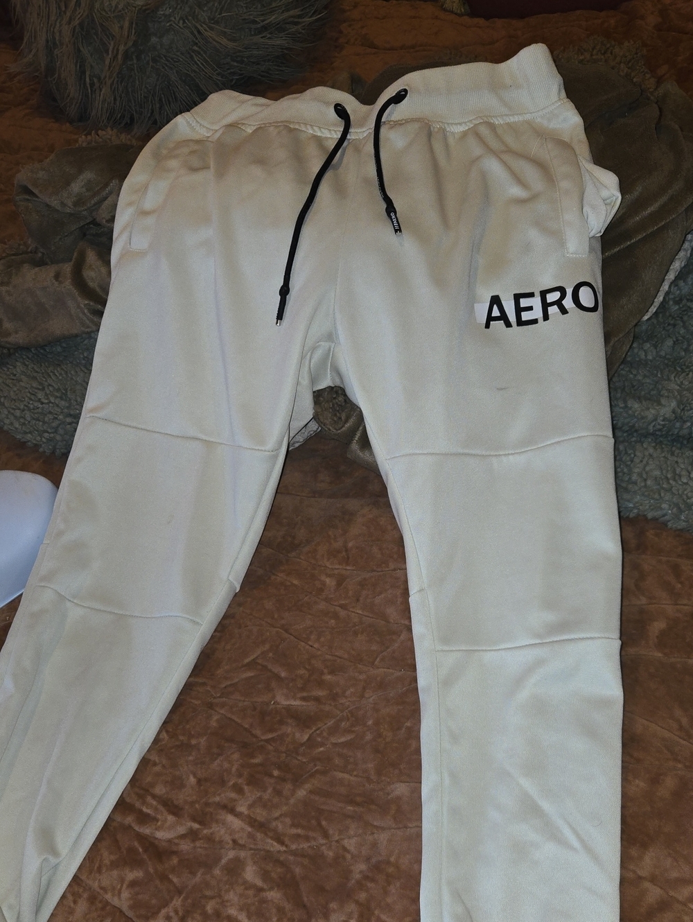 Aeropostale Cream Joggers with Black Logo Tag